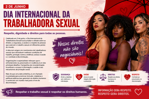 Dia Internacional da Trabalhadora Sexual destaca debate sobre direitos, saúde e combate ao preconceito